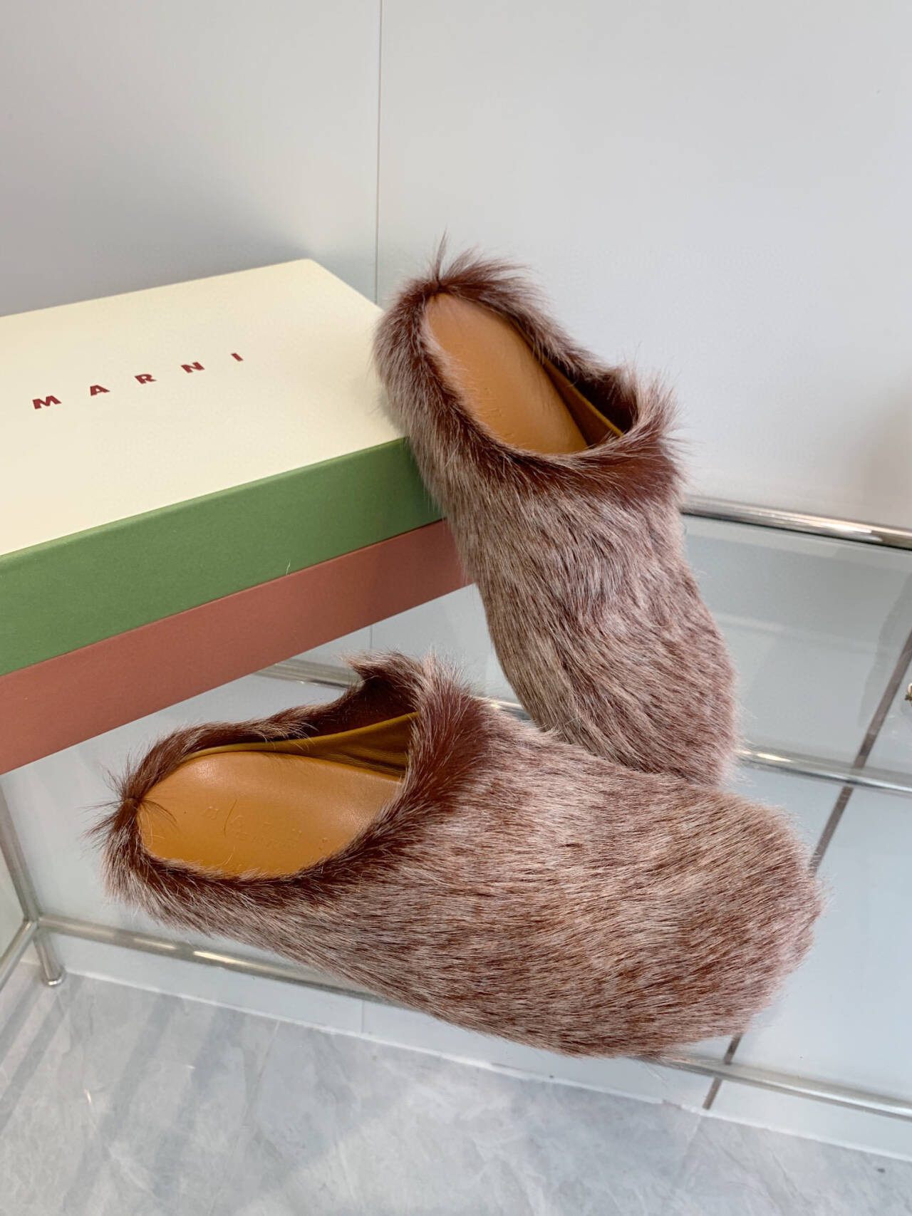 Marni calf hair slippers